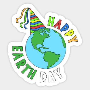 Earth day Happy Birthday Planet celebration Sticker